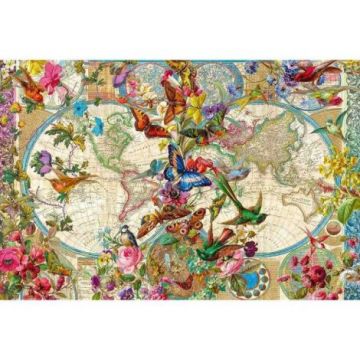Puzzle Harta Lumii Cu Fauna Si Flora, 3000 Piese