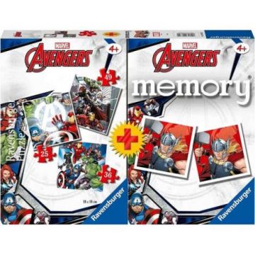 Puzzle + Joc Memory Avengers, 25/36/49 Piese