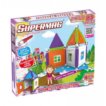 Set de constructie magnetic Supermag Casuta mea 83 piese