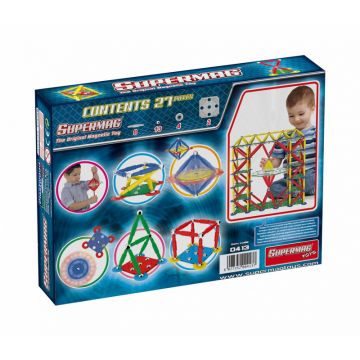 Set de constructie magnetic Supermag Classic 27 piese