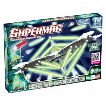 Set de constructie magnetic Supermag Glow 72 piese