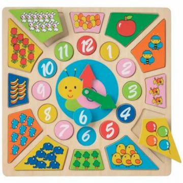 Ceas Educativ din Lemn New Classic Toys