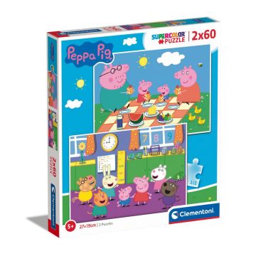 Puzzle 2x60 piese Clementoni Peppa Pig