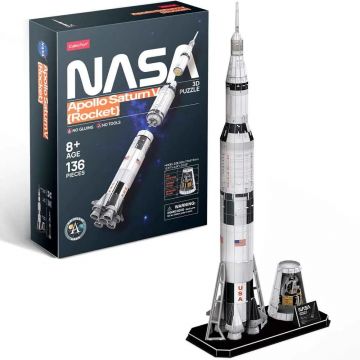 Puzzle 3D Cubic Fun Nasa Rocket Apollo Saturn V 136 piese