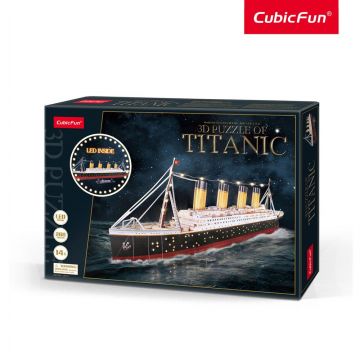 Puzzle 3d Cubic Fun Titanic cu leduri 266 piese