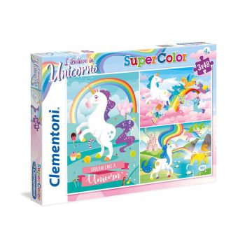Puzzle 3x48 piese Clementoni I Belive In Unicorns