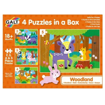 Puzzle animale Din padure , Puzzle Copii , 4 in 1, piese 14