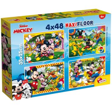 Puzzle de podea 2 in 1 Lisciani, Mickey Mouse, Maxi 4 x 48 piese