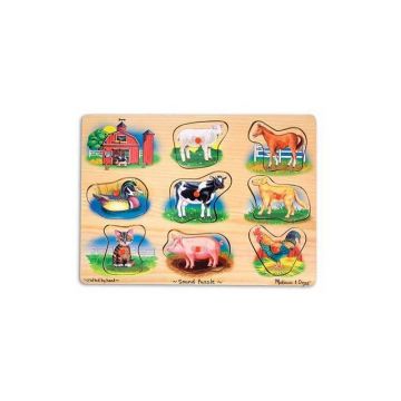 Puzzle lemn cu sunete Animale de la Ferma Melissa and Doug