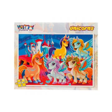 Puzzle Witty Puzzlezz, 100 piese, Unicorni