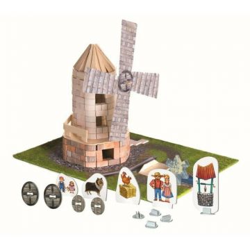 Trefl - Set de constructie Caramizi reutilizabile Moara de vant , Brick trick , Din caramidute ceramice, Multicolor