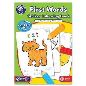 Carte de colorat cu activitati in limba engleza si abtibilduri First Words