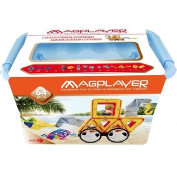 Joc de Constructie Magnetic MagPlayer 64 piese