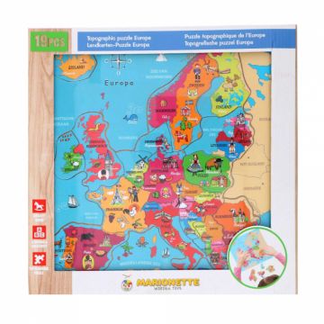 Puzzle din lemn Europa Marionette 19 piese