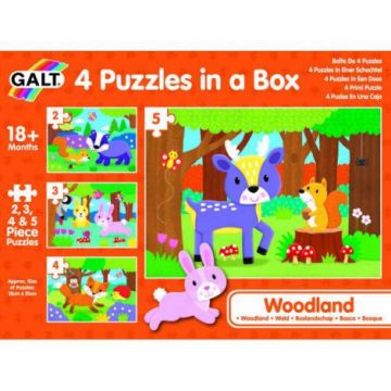 Set 4 puzzle-uri - animalute din padure (2, 3, 4, 5 piese)