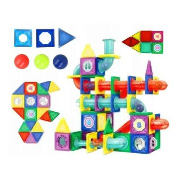 Set de constructie Malplay Magnetic Tiles 148 piese 3D Multicolor