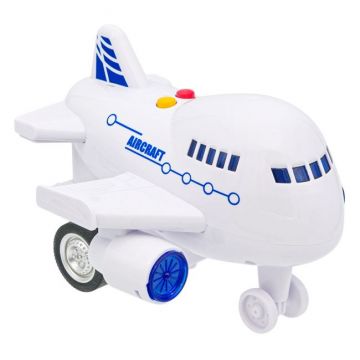 Avion Aircraft cu sunet si lumini,Plastic,Alb,14x15x10 cm