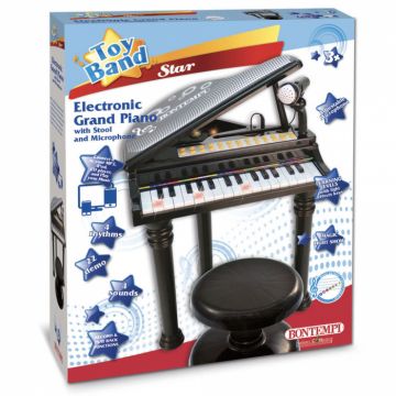 Bontempi pian electronic negru cu scaun si microfon
