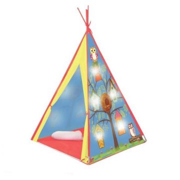Cort pentru copii model Bufnita, Multicolor, 10 Led-uri, AMA