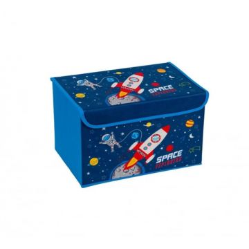 Cutie depozitare cu capac si banda autoadeziva, Design Spatiu cosmic,40x30x25 cm