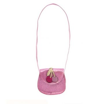 Mini gentuta pentru fetite, Design Cirese, Roz glitter, 12x5x11 cm