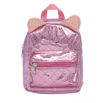 Mini rucsac cu urechi pentru fetite , Roz metalic, 16x7x16 cm