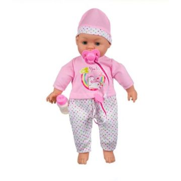 Papusa Bebelus cu suzeta si biberon , 38 cm