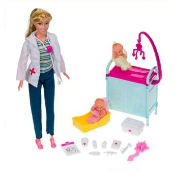 Papusa Pediatru cu 2 bebelusi si accesorii incluse