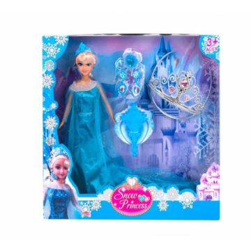 Papusa printesa cu rochie albastra si accesorii incluse
