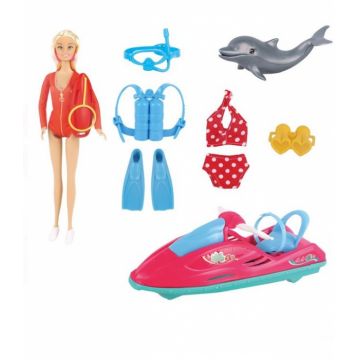Papusa salvamar cu jet ski si accesorii