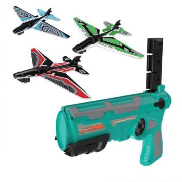 Pistol lansator cu 4 figurine avion , Multicolor, +4 ani
