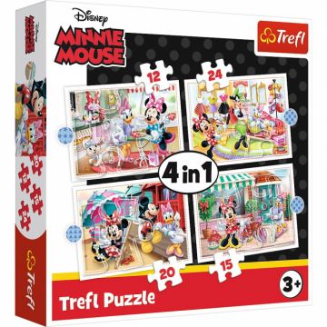 Puzzle carton 4in1: 12,15,20,24 piese Disney Minnie Mouse and Friends,+3 ani