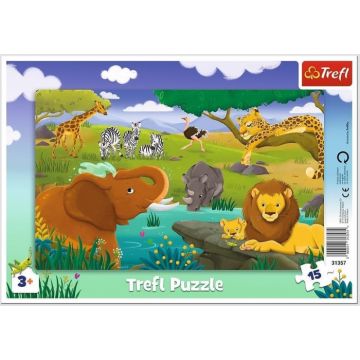 Puzzle carton tip plansa,15 piese,Safari Jungle,+3 ani