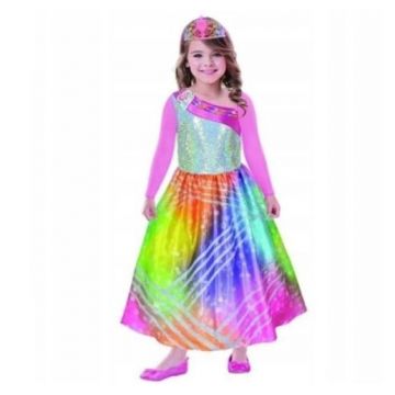 Rochita Barbie Rainbow cu coronita pentru fetite, +8 ani