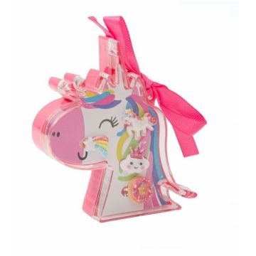Set 4 inele pentru fetite si cutie depozitare Unicorn