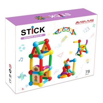 Set de constructie magnetic - STICK (78 piese)