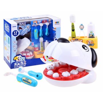 Set de joaca- Catel la dentist, 17 piese, Plastic, Multicolor