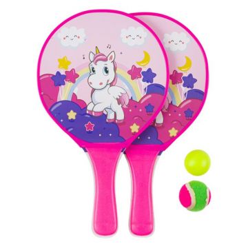Set palete Catchball cu 2 mingi incluse,plastic,unicorn,+5 ani