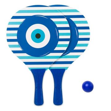 Set palete tenis pentru plaja,blue eye,lemn,38x24 cm