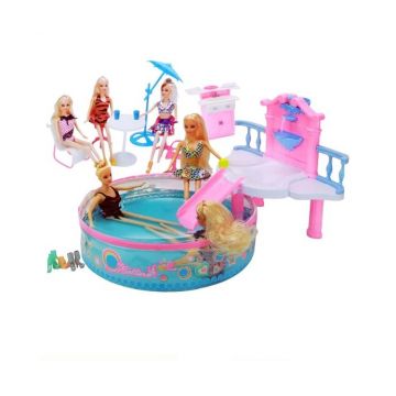 Set papusa in piscina cu accesorii incluse