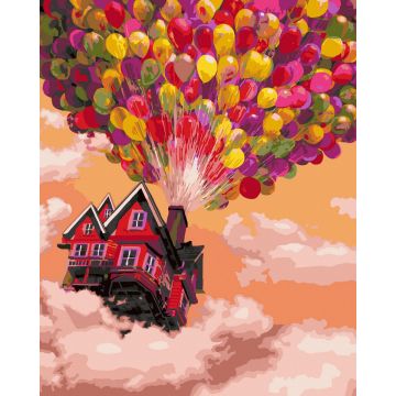 Set Pictura pe numere, Acuarello, Casuta cu baloane colorate