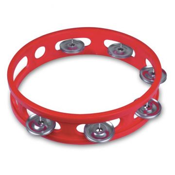 Tamburina pentru copii, plastic,rosu,18 cm
