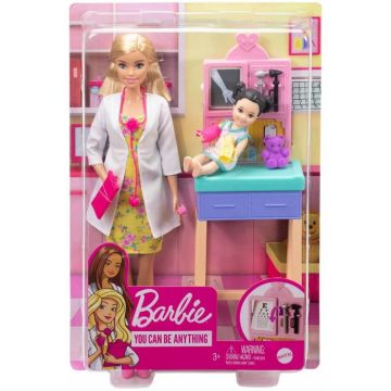 Barbie Cariere Set cu Papusa Doctor Pediatru Blonda