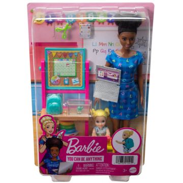 Barbie Cariere - Set Mobilier cu Papusa Bruneta Profesoara