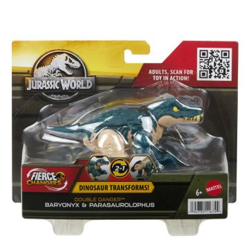 Jurassic World - Fierce Changers Double Danger Dinozaur Transformabil Baryonyx si Parasaurolophus