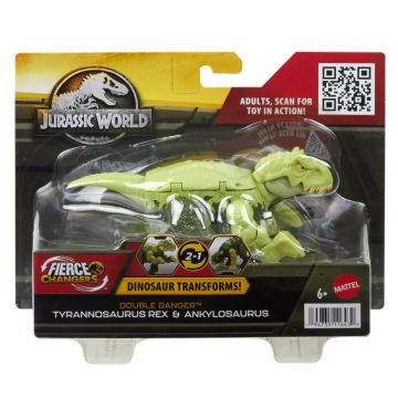 Jurassic World - Fierce Changers Double Danger Dinozaur Transformabil Tyrannosaurus Rex si Ankylosaurus Verde