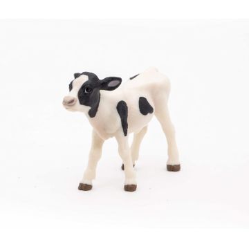 Papo - Figurina Vitel Alb cu Negru,10x4x6 cm