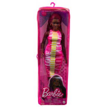 Papusa Barbie Fashionista Creola cu Rochita Roz