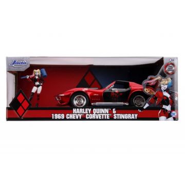 Masinuta Metal Harley Quinn 1969 Chevy Corvette 1:24