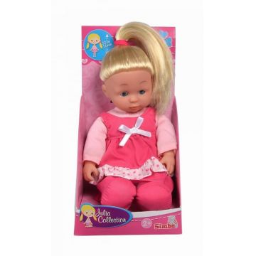 Papusa Soft 30cm cu Hainute Rosii
